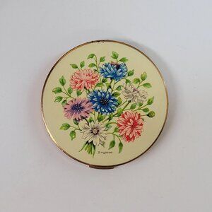 Vintage Stratton Signed Floral Mirror Compact with Make-Up Compartment